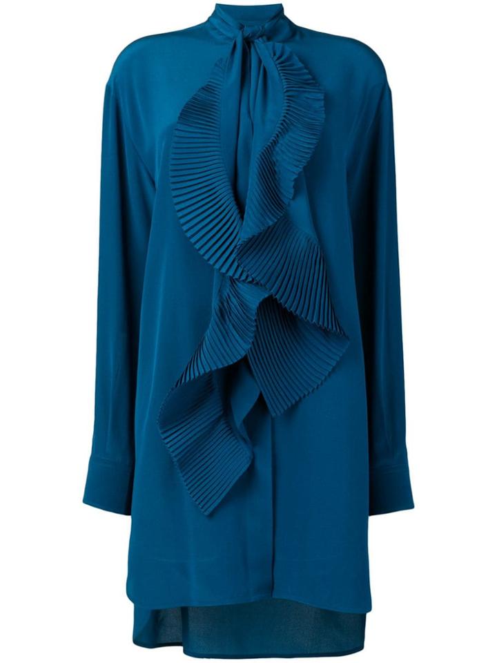 Givenchy Pleated Scarf Shirt Dress - Blue