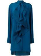 Givenchy Pleated Scarf Shirt Dress - Blue