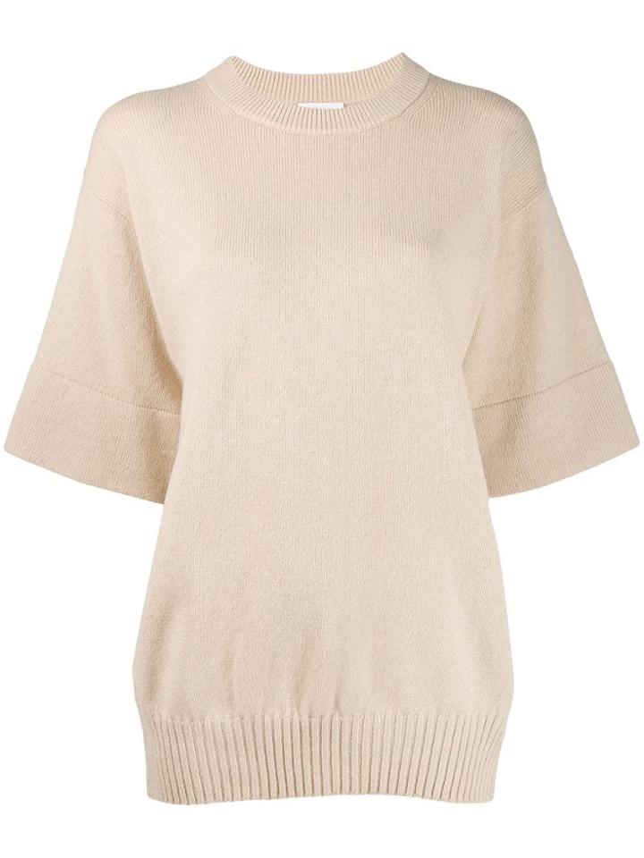 See By Chloé Cropped Sleeve Knitted Top - Neutrals