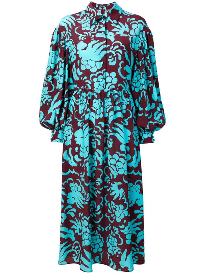 Valentino Floral Print Shirt Dress - Blue