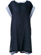 Y's - Buttoned Kaftan Dress - Women - Cotton/cupro - 1, Blue, Cotton/cupro