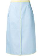 Front Pleat Skirt - Women - Cotton - 40, Blue, Cotton, Thom Browne