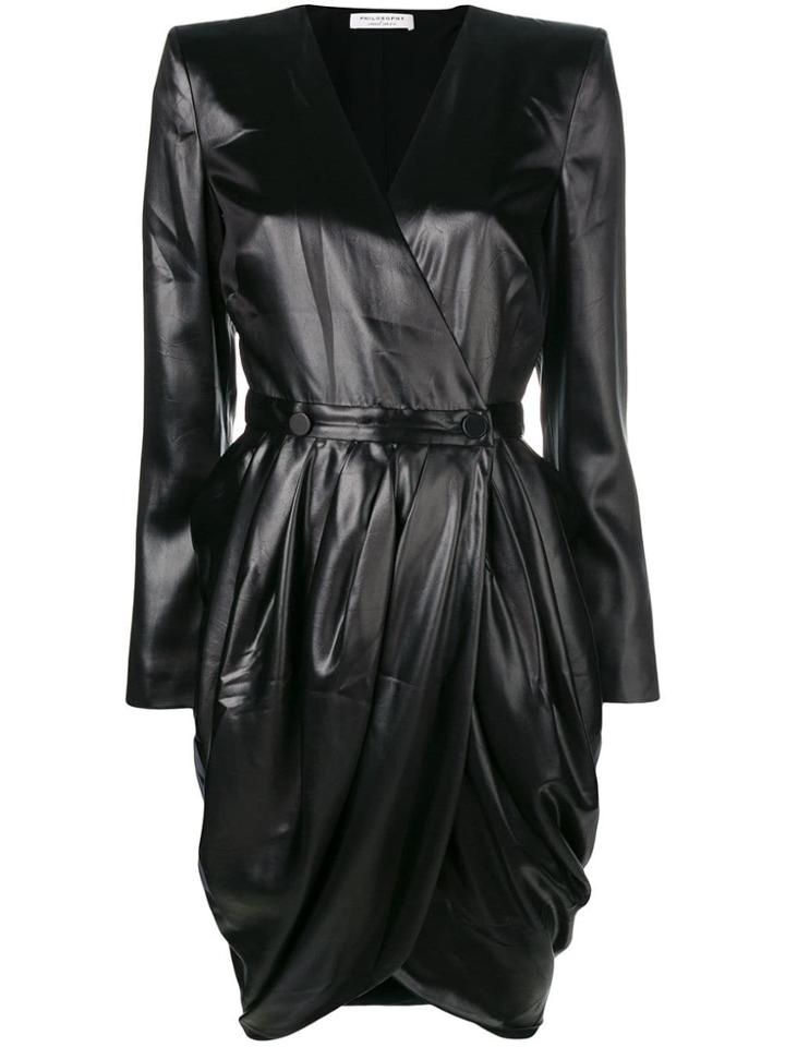 Philosophy Di Lorenzo Serafini Wrap Front Mini Dress - Black