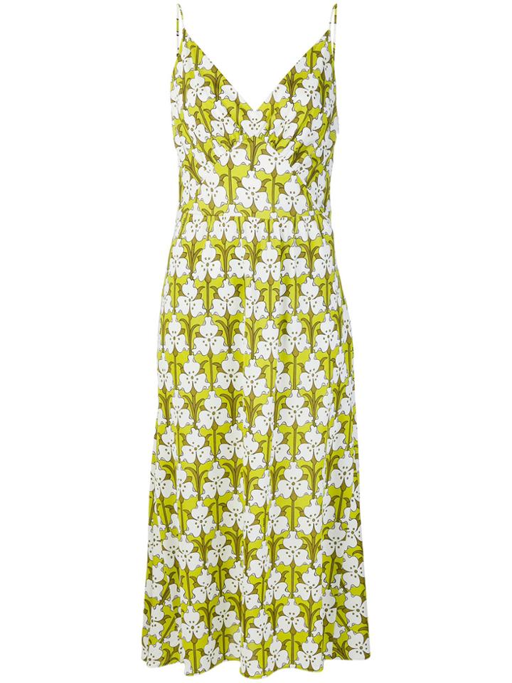Prada Printed Midi Slip Dress - Green