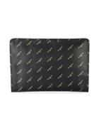 Balenciaga Black Gold Logo Leather Pouch M