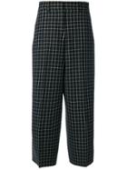 Brag-wette Checked Cropped Trousers - Black