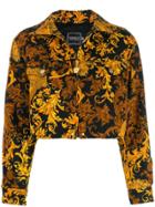 Versace Pre-owned Baroque-print Padded Denim Jacket - Black