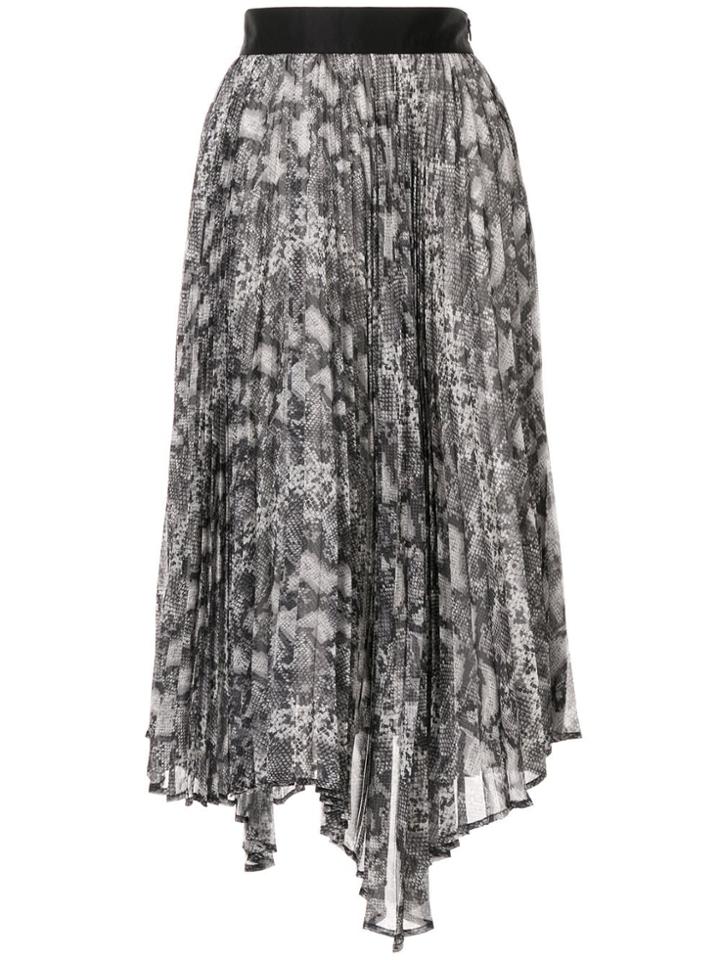 Le Ciel Bleu Asymmetric Snake-print Pleated Skirt - Multicolour