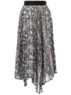 Le Ciel Bleu Asymmetric Snake-print Pleated Skirt - Multicolour