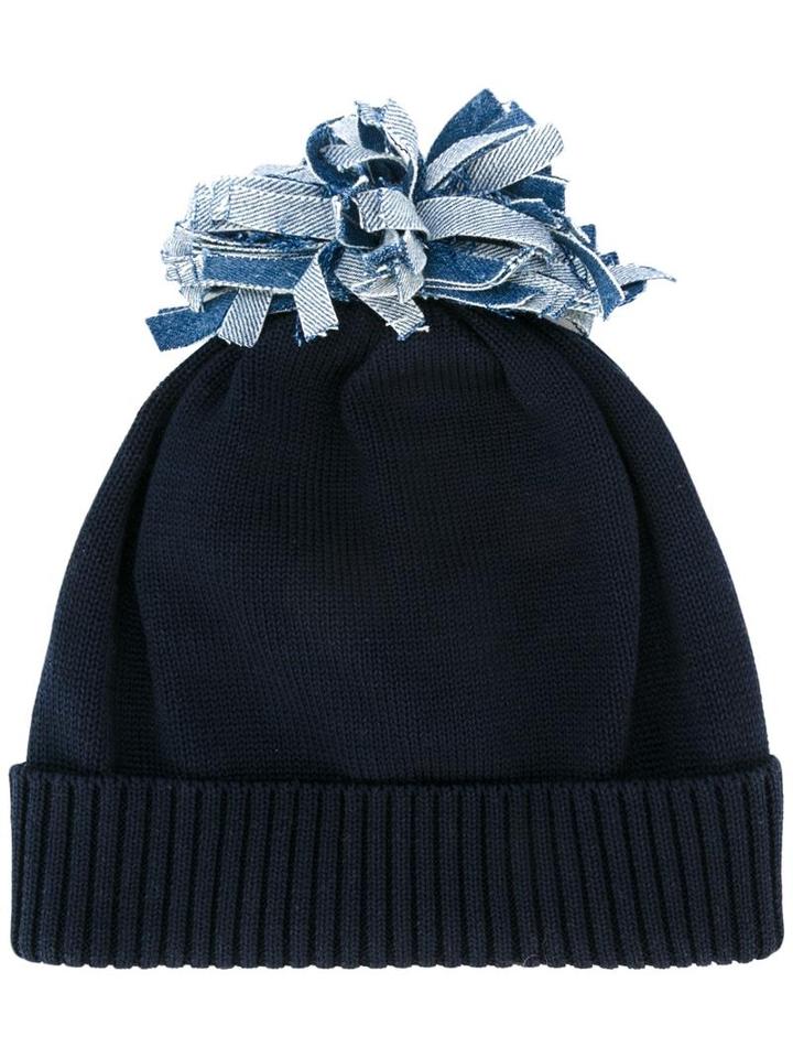 Federica Moretti 'denim Pom Pom' Beanie, Women's, Blue, Cotton