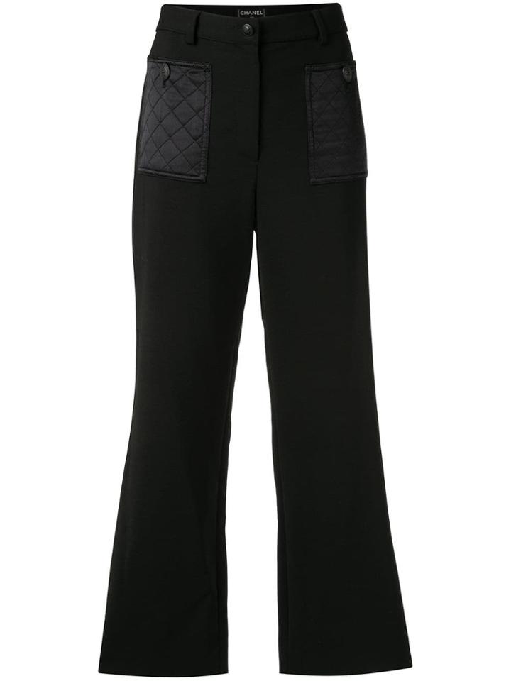 Chanel Vintage Cropped Straight-leg Trousers - Black