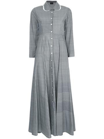 Elaidi Embroidered Maxi Shirt Dress - Grey