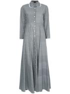 Elaidi Embroidered Maxi Shirt Dress - Grey