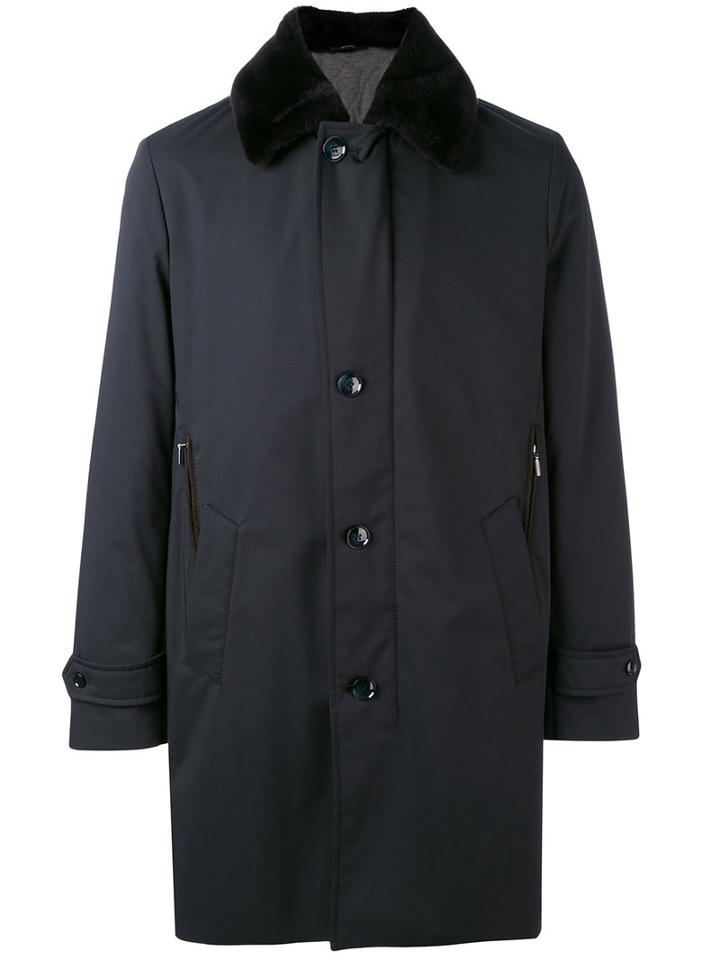 Brioni - Fur Trimmed Coat - Men - Beaver Fur/spandex/elastane/polyester - S, Black, Beaver Fur/spandex/elastane/polyester