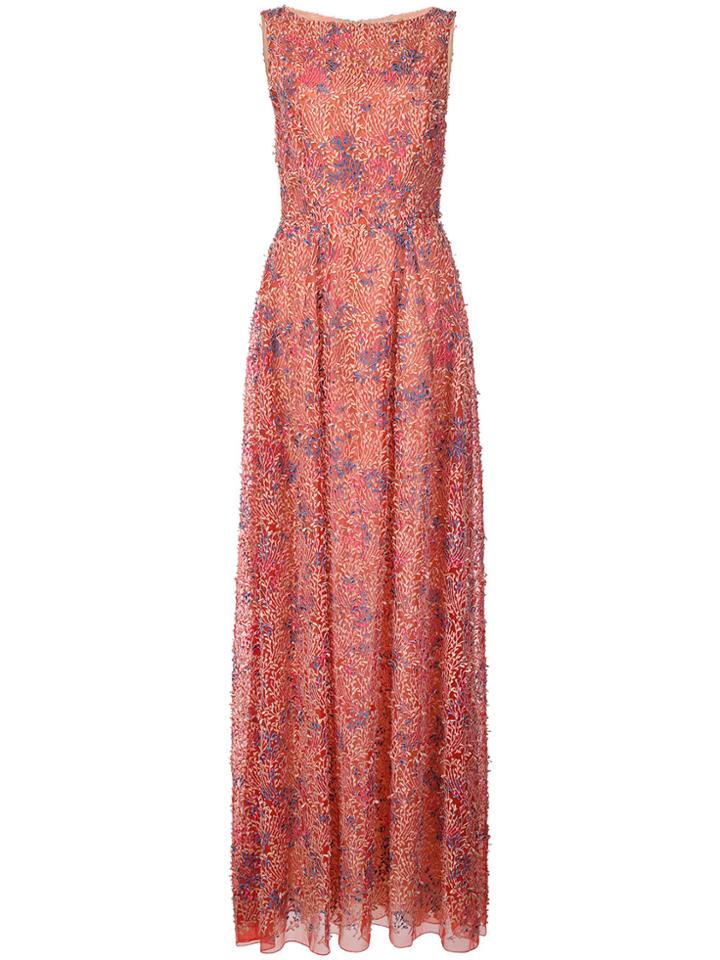 Carolina Herrera Embroidered Sleeveless Gown - Yellow & Orange