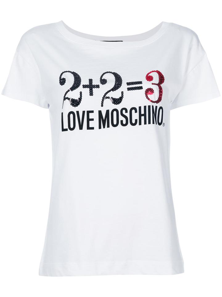 Love Moschino - Sum Up T-shirt - Women - Cotton - 42, White, Cotton