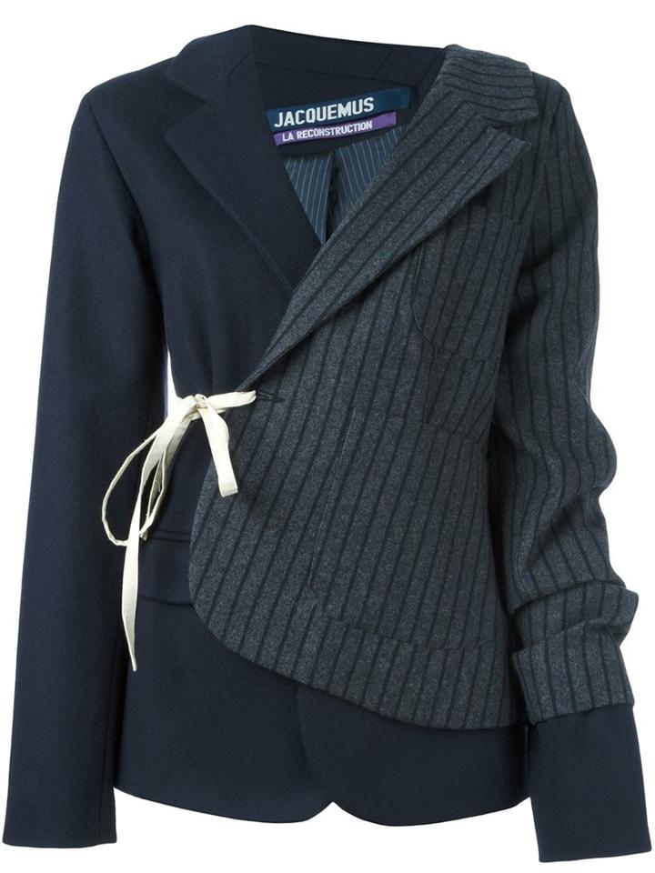 Jacquemus Patchwork Blazer Jacket, Women's, Size: 42, Blue, Cotton/polyamide/polyester/wool