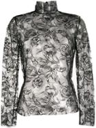 Carmen March Lace-embroidered Sheer Top - Black