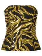 Halpern Sequin Embroidered Crop Top - Gold