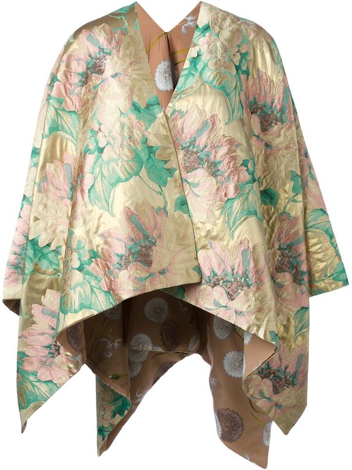 Ermanno Gallamini Floral Print Reversible Cape
