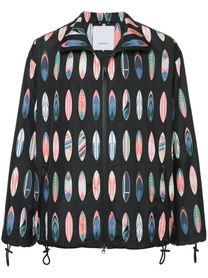 Ports V Surfboard Print Jacket - Black