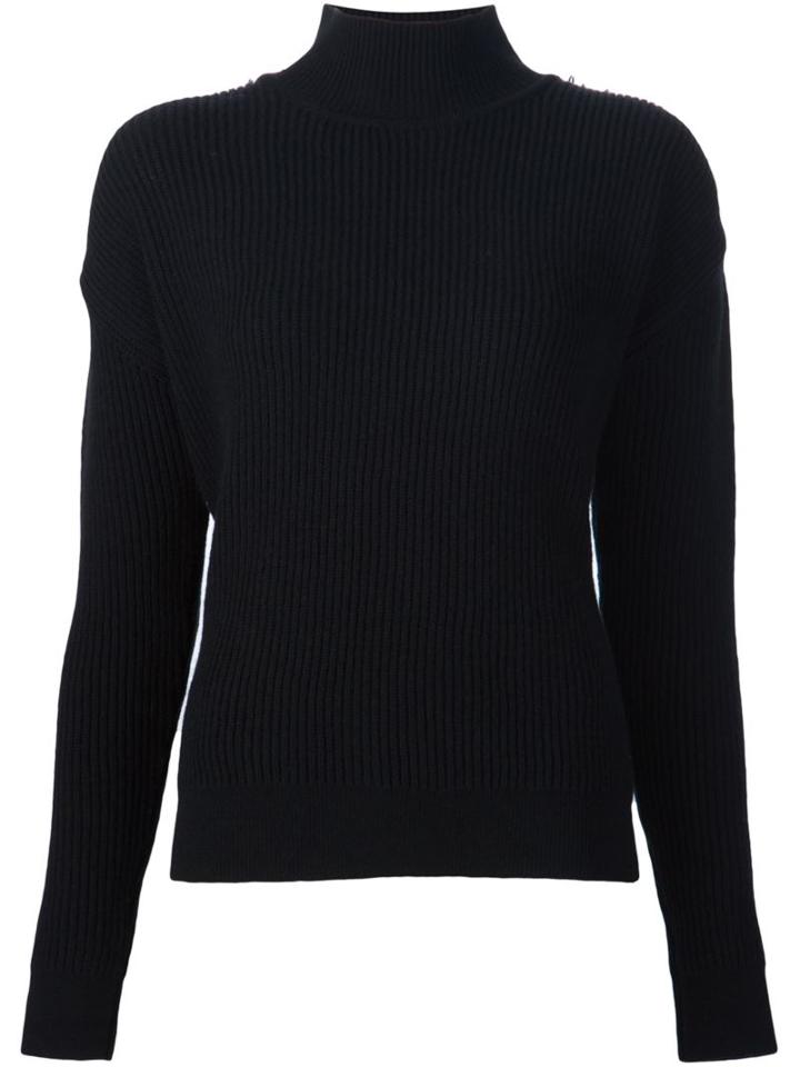 Mugler Roll Neck Jumper, Women's, Size: Medium, Black, Wool