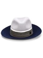 Maison Michel Two-tone Fedora Hat, Women's, Size: Medium, Blue, Cotton/viscose/rabbit Felt