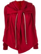 Rick Owens Drkshdw Draped Hooded Sweatshirt - Red