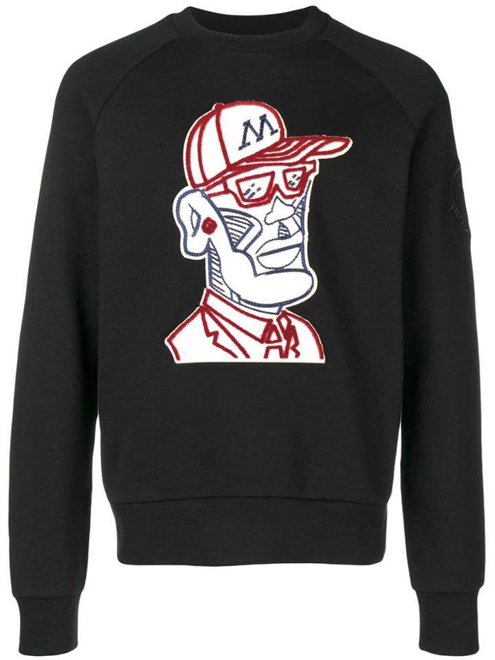 Moncler Embroidered Long-sleeve Sweater - Black
