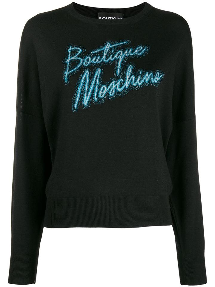 Boutique Moschino Logo Embroidered Sweater - Black
