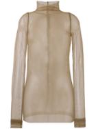 Rick Owens Lilies Tulle Long Sleeve Top, Women's, Size: 44, Brown, Polyamide/spandex/elastane