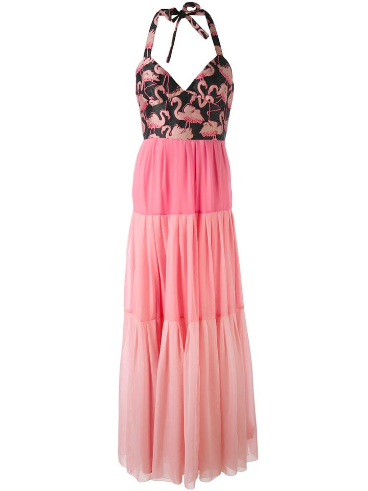 Red Valentino - Flamingo Dress - Women - Polyester - 42, Pink/purple, Polyester