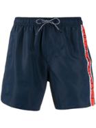 Emporio Armani Logo Stripe Swim Shorts - Blue