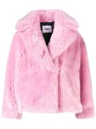 Msgm Faux Fur Jacket - Pink & Purple