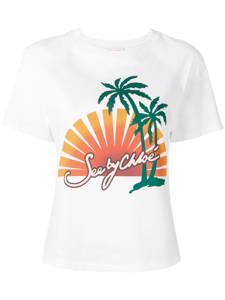 See By Chloé - Logo Print T-shirt - Women - Cotton - L, White, Cotton