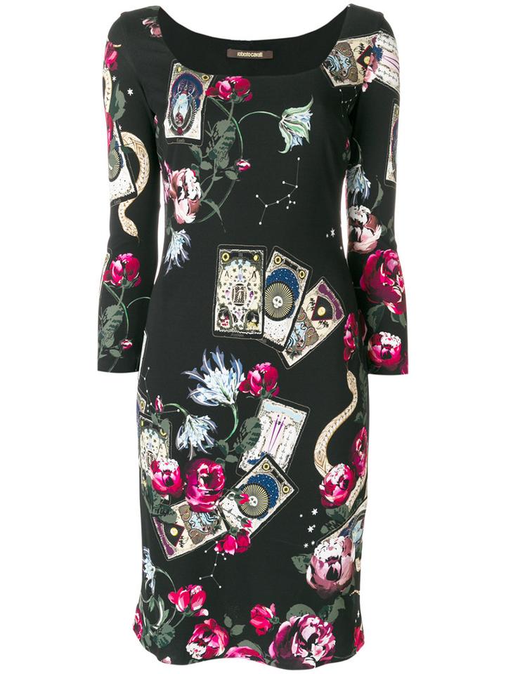 Roberto Cavalli - Mystic Garden Print Dress - Women - Viscose - 42, Black, Viscose