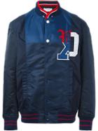 Facetasm Logo Print Bomber Jacket, Men's, Size: 4, Blue, Nylon/polyester/cotton