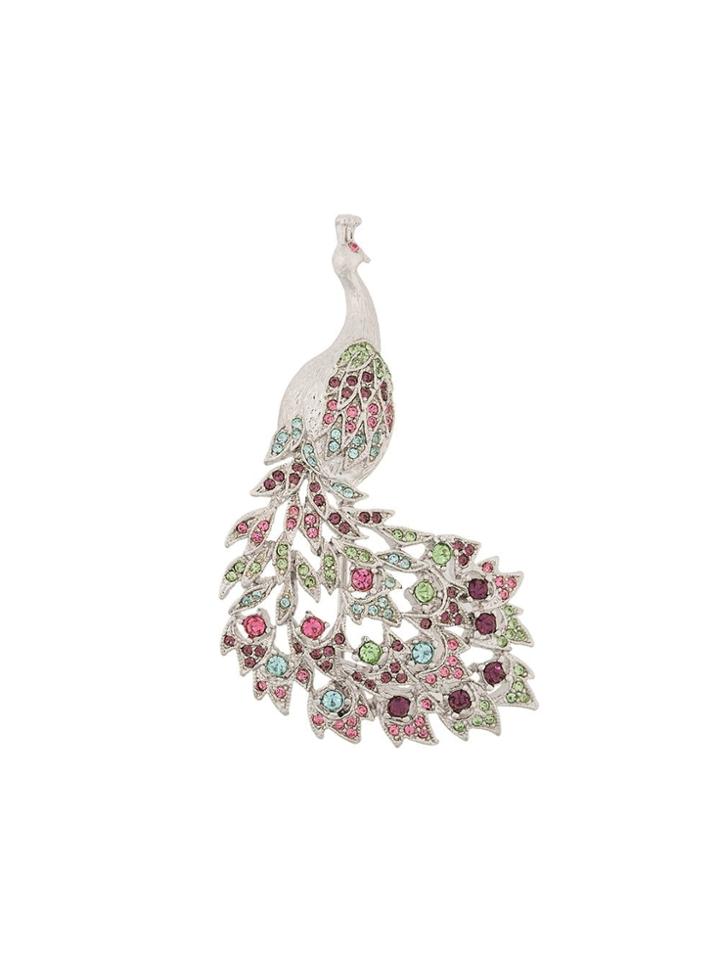 Susan Caplan Vintage 1980s Silver-plated D'orlan Peacock Brooch