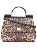Dolce & Gabbana Leopard Sicily Top-handle Tote, Women's, Brown, Calf Leather