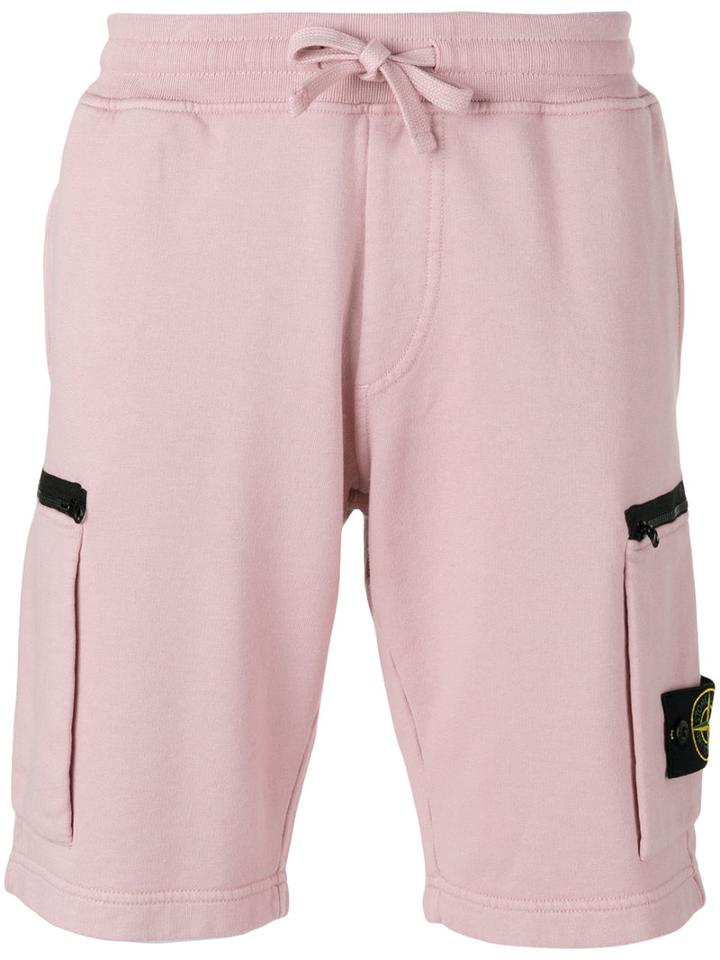 Stone Island Cargo Pocket Shorts, Men's, Size: Medium, Pink/purple, Cotton