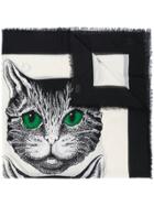 Gucci Mystic Cat Print Shawl - White
