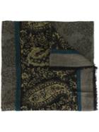 Etro Paisley Fringed Scarf, Women's, Green, Cotton/polyamide/modal/wool