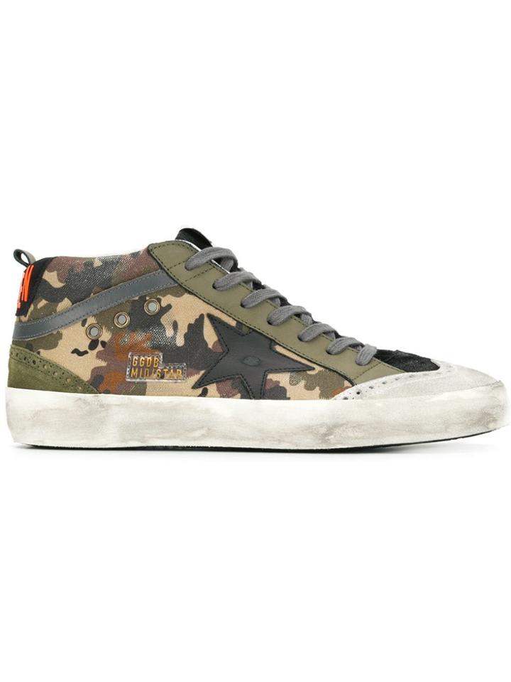 Golden Goose Deluxe Brand Mid-star Camouflage Sneakers - Green