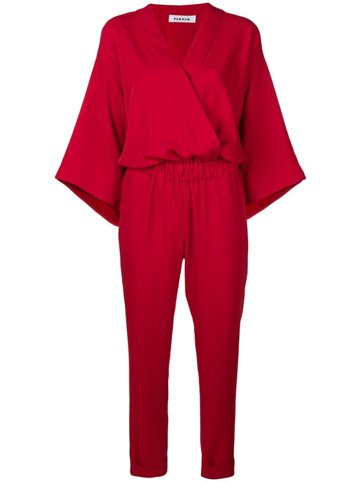 P.a.r.o.s.h. Kimono Style Wrap Jumpsuit - Red