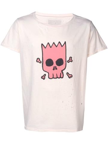 Garcons Infideles Distressed Skull Print T-shirt - Nude & Neutrals