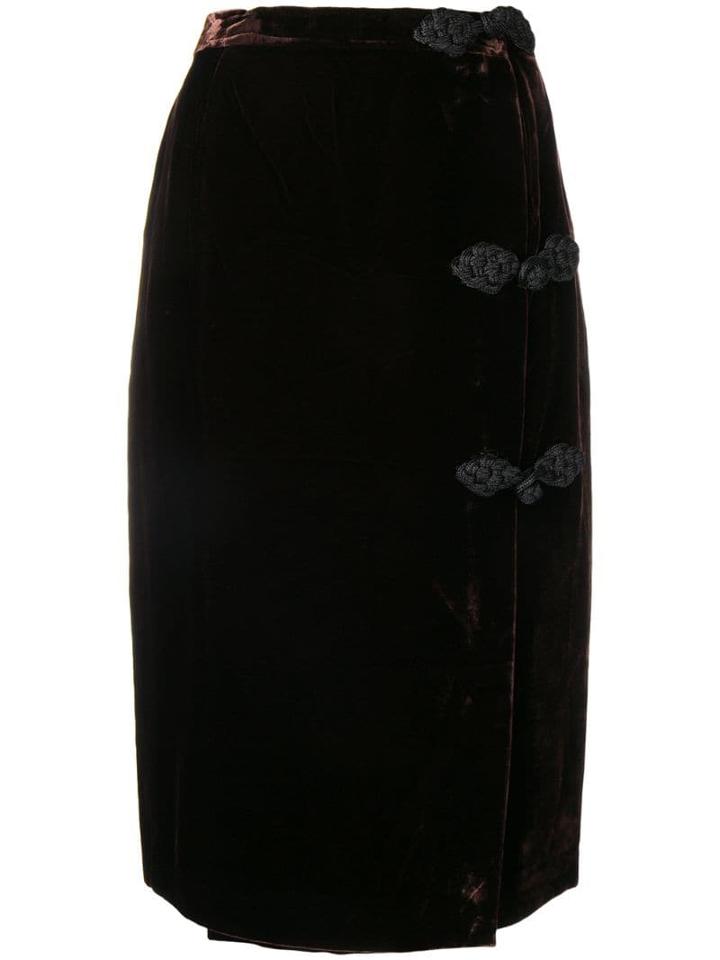 Valentino Pre-owned 1980's Velvet Pencil Skirt - Brown