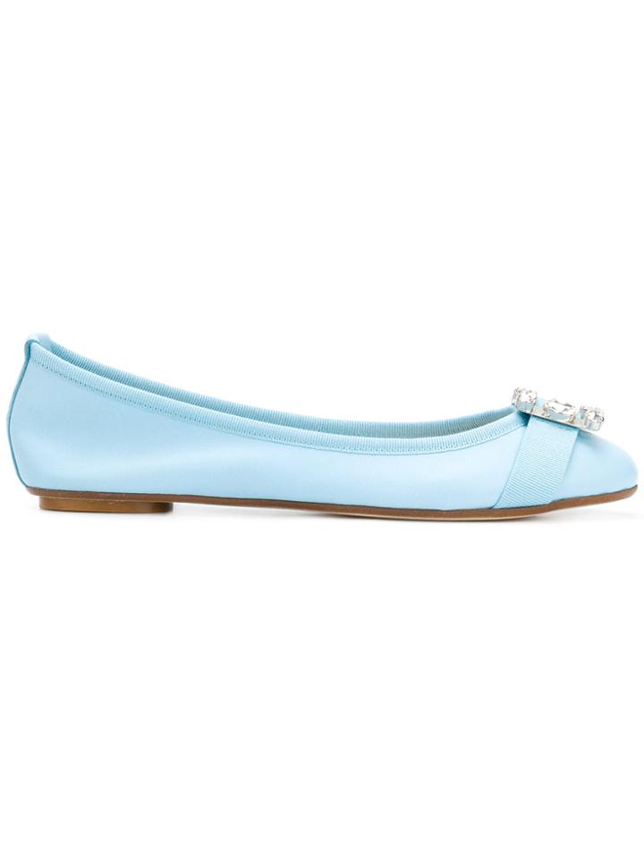 Anna Baiguera Rhinestone Embellished Ballerina Shoes - Blue