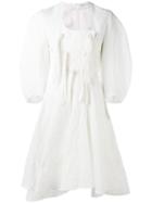 J.w.anderson - Balloon Sleeve Flared Dress - Women - Cotton/linen/flax - 8, White, Cotton/linen/flax