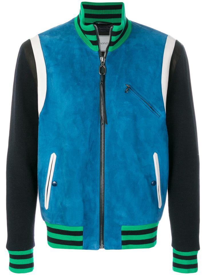 Lanvin Colourblock Bomber Jacket - Blue