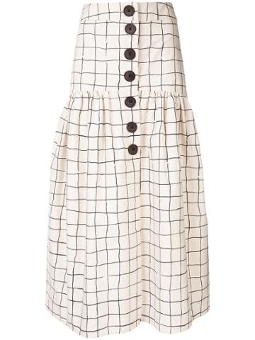 Whit Grid Print Skirt - Neutrals